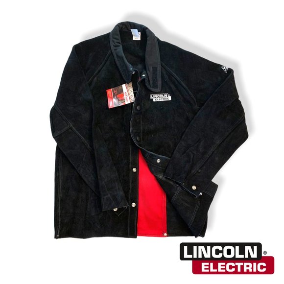 Lincoln Electric Other - Lincoln Electric K2989-M Heavy Duty Leather Welding Jacket, Medium, Black/Red